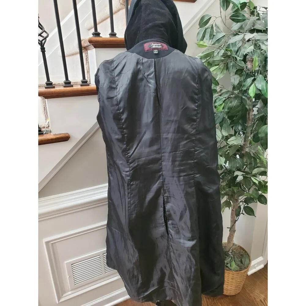 Vintage Stephanie Mathews Women Black 100% Wool Long Sleeve Button Front Coat 12 - Image 10