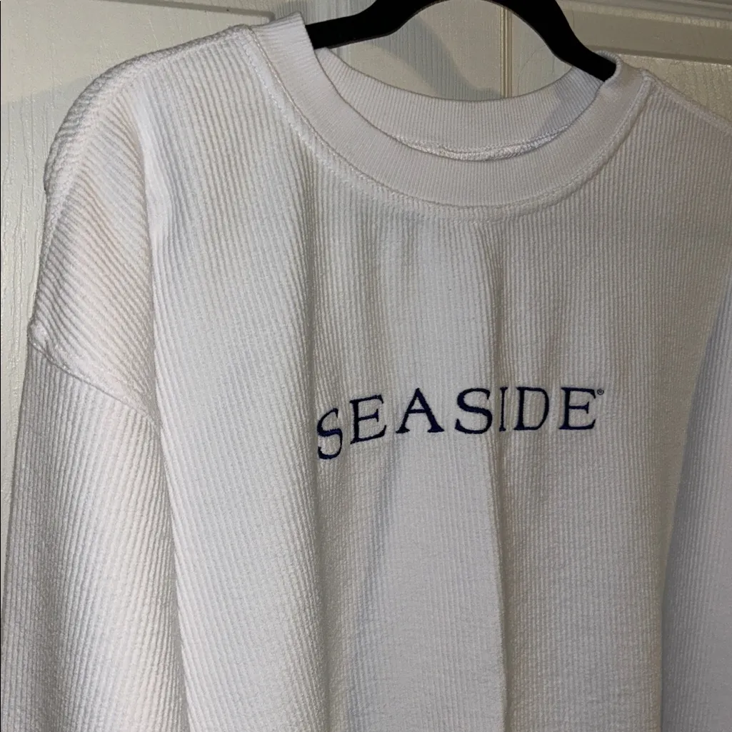 Chicka-d  Seaside White Corded Long Sleeve Sweatshirt Size Small Oversized - Image 2