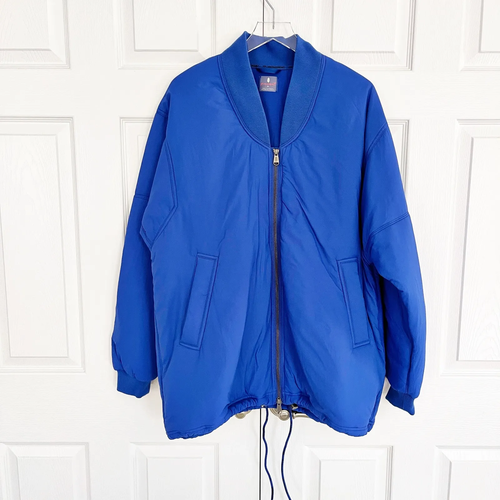 Free People Movement Midnight Moon Solid Bomber Jacket in Cobalt Blue Size M - Image 2