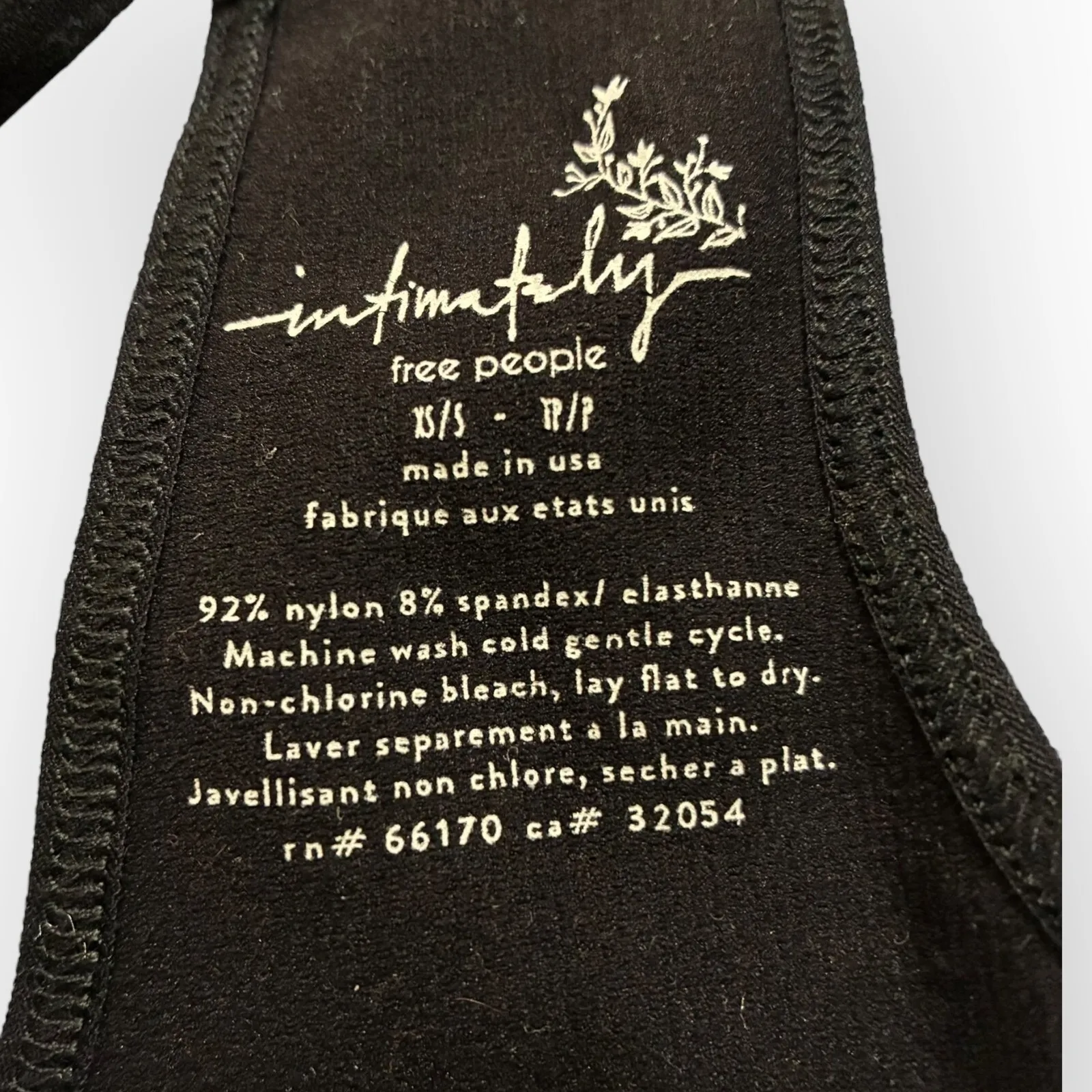 Free People Intimately Black Ribbed V-Neck Bodysuit XS/S Sleeveless Stretch NWOT - Image 3