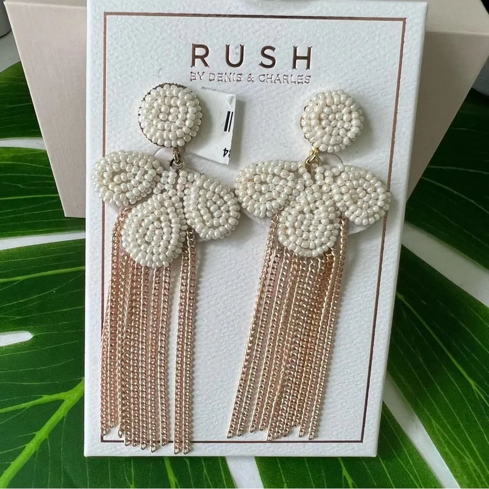 Rush Faux Pearl Cluster Drop Earrings NWT - Image 8