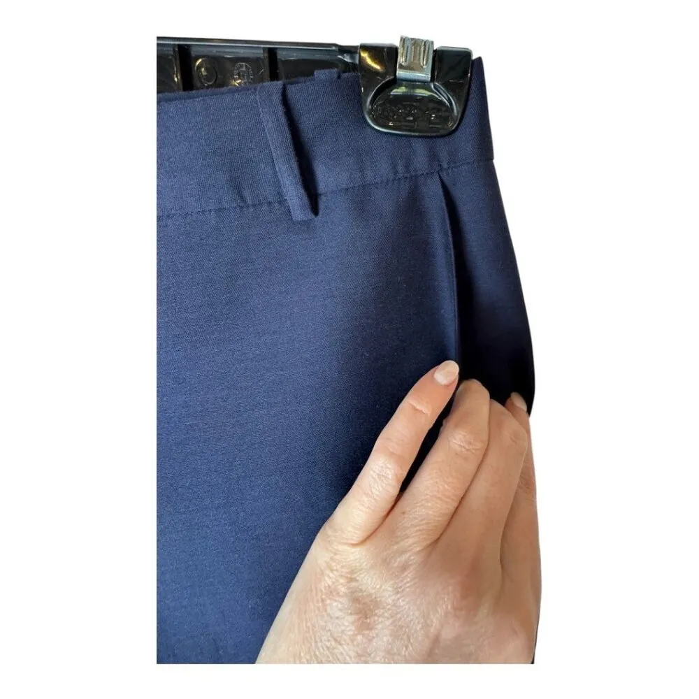 J Crew Collection Pants Women 2 Navy Blue Silk‎ Blend Ivory Stripe Side Preppy - Image 5