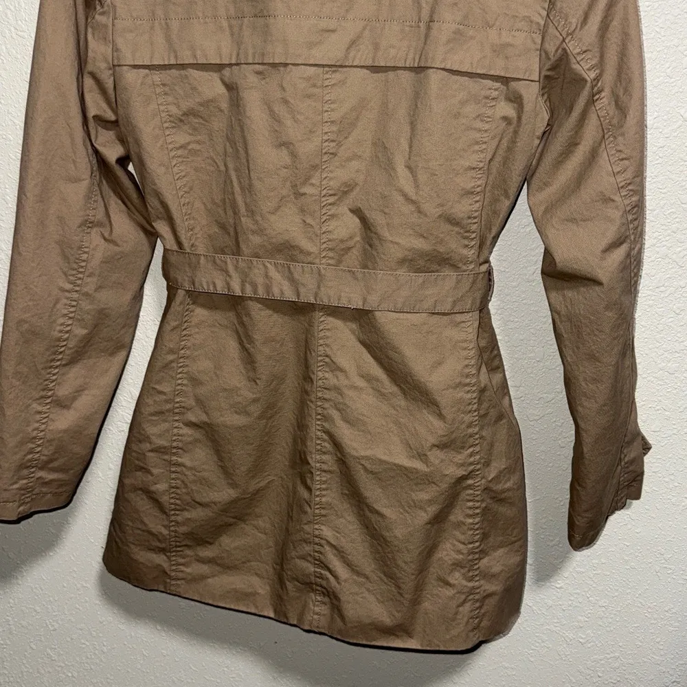 Gap‎ hooded trench coat tan women's small - Image 7