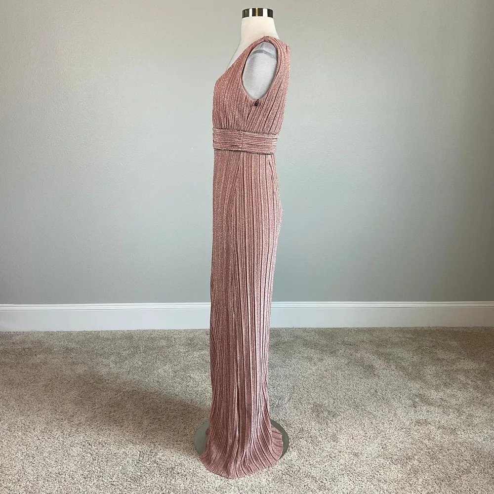 Pink Metallic Beaded Column Gown  Women's Size 4 Formal Dress - Image 3