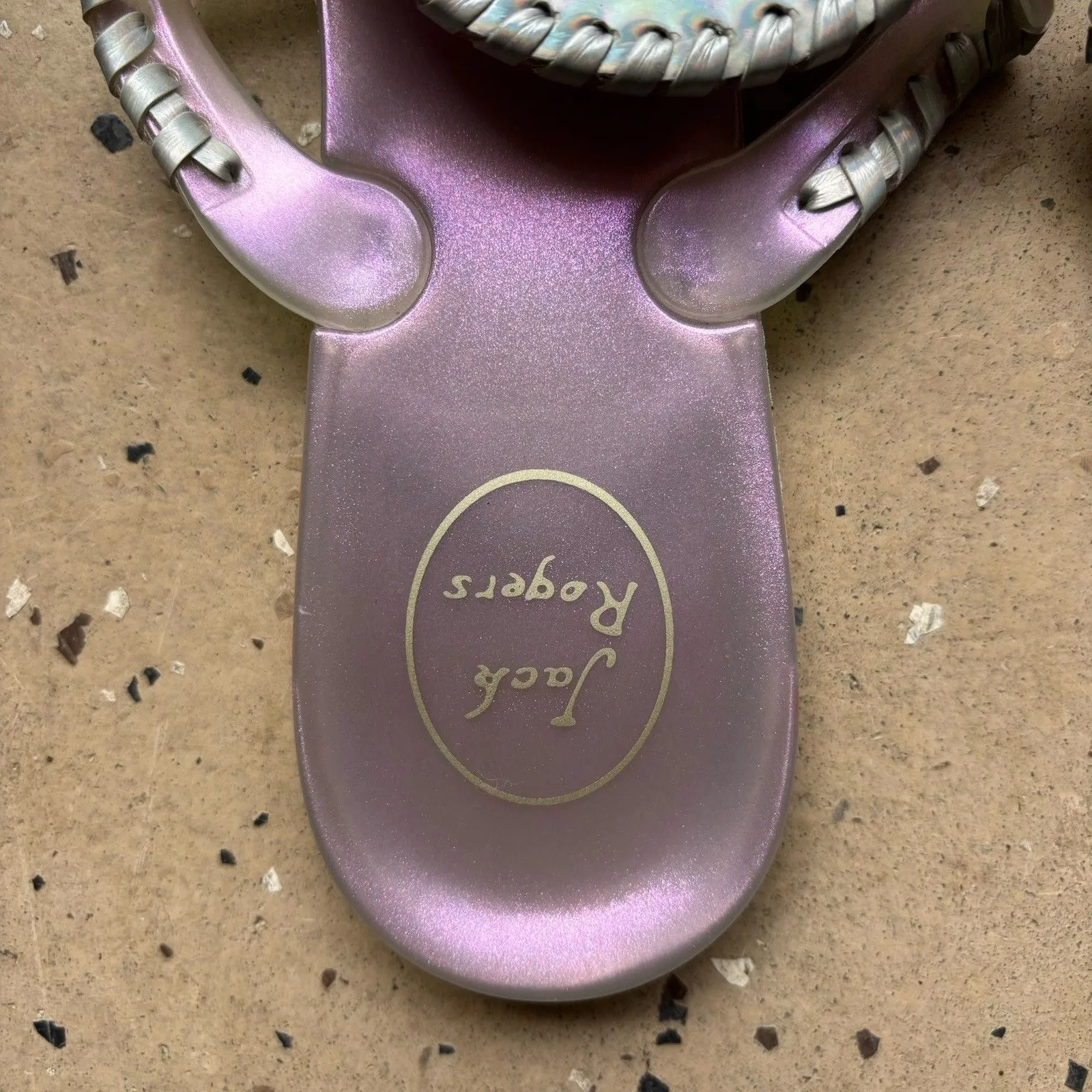 Jack Rogers Womens Size 10 Georgica Sandal Pink Iridescent Jelly Thong Flip Flop - Image 3