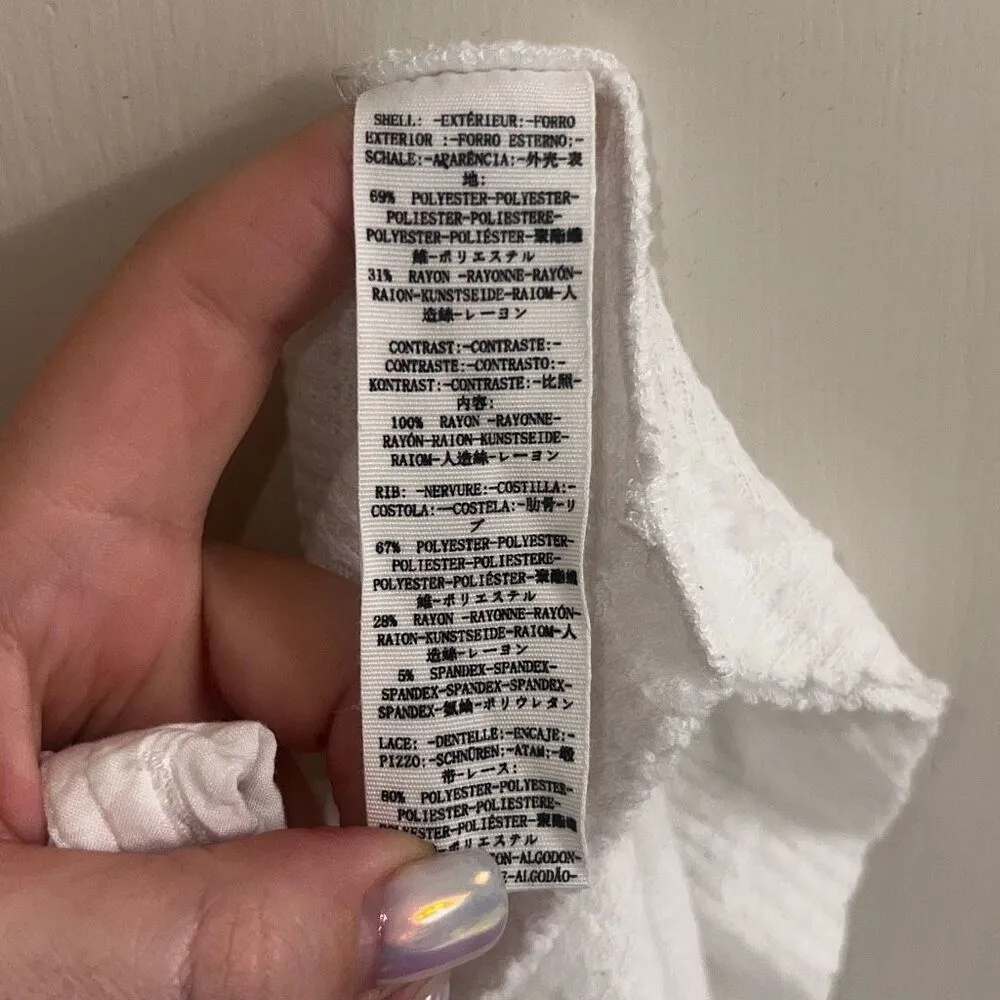 ✨Free People Sweetest Thing Thermal/Lace White Long Sleeve Sz Small Top✨ - Image 9