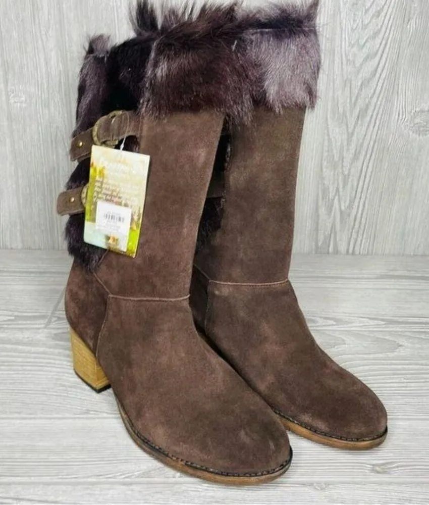 Nwt Bearpaw Madeline fur trim boots shoes winter shearling chocolate size 10 - Image 3