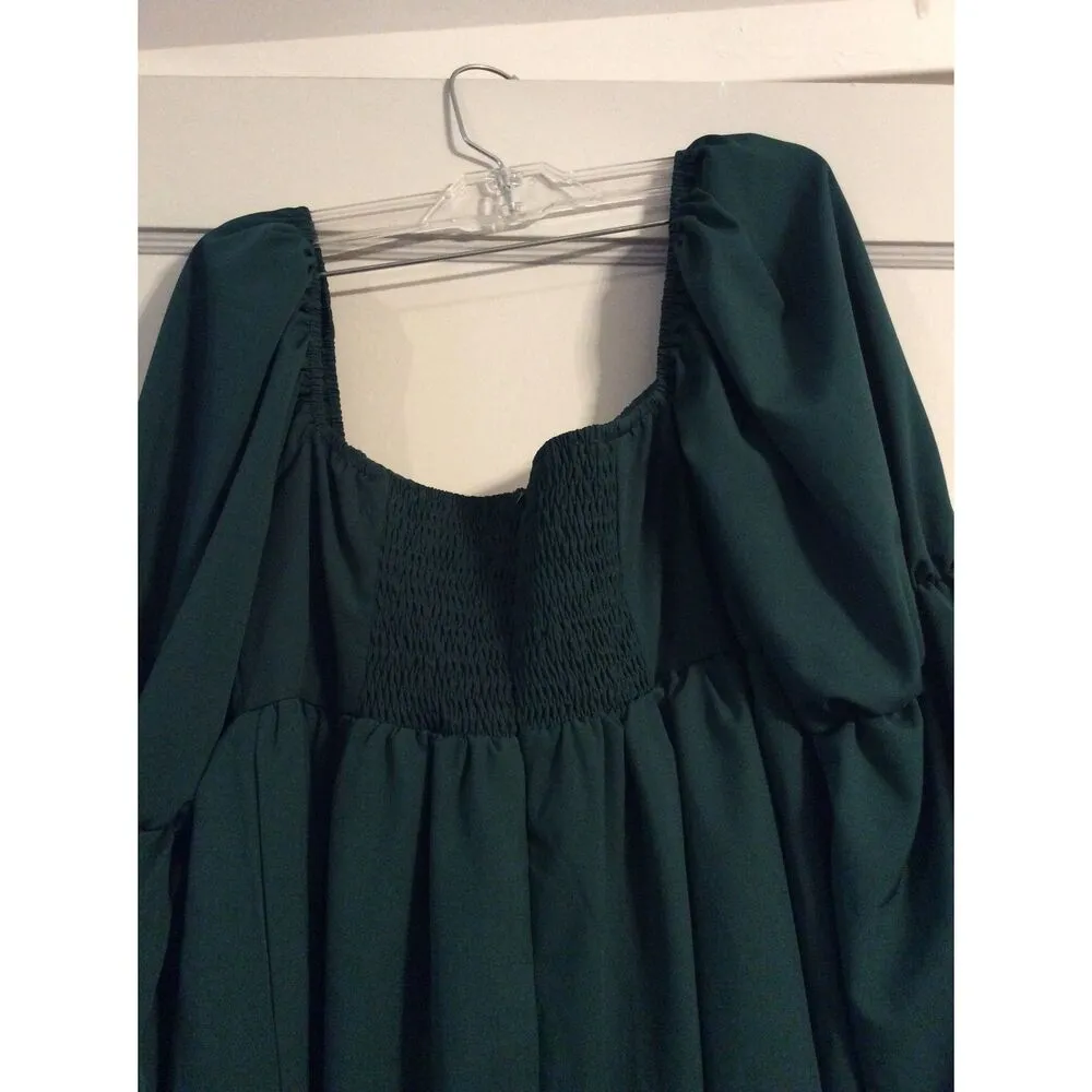 New NWT EXLURA M Square Neck Dress Long Puff Sleeve A-Line Casual Mini Dress - Image 5