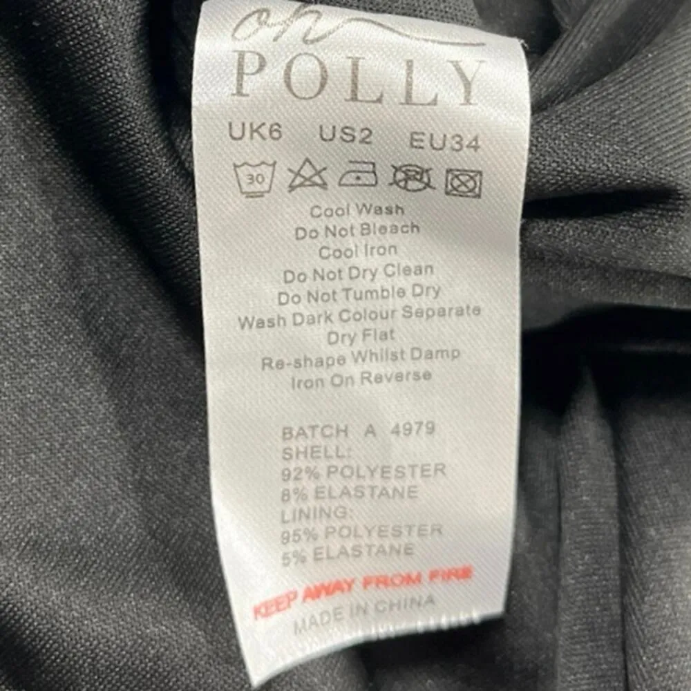 Oh Polly Black Faux Leather Halter V-Neck Cutout Ruched Mini Bodycon Dress Sz 2 - Image 6