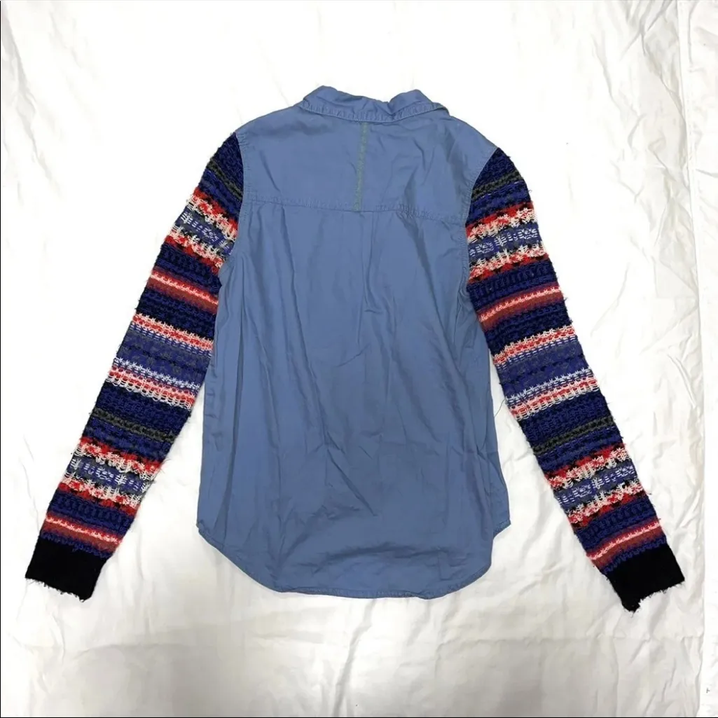 Free People Fair Isle Flannel Button Top size XS - Image 7