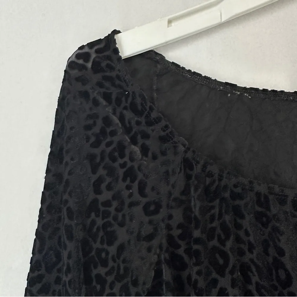 Free Press Leopard Print Bodysuit Womans Size Large Black - Image 2