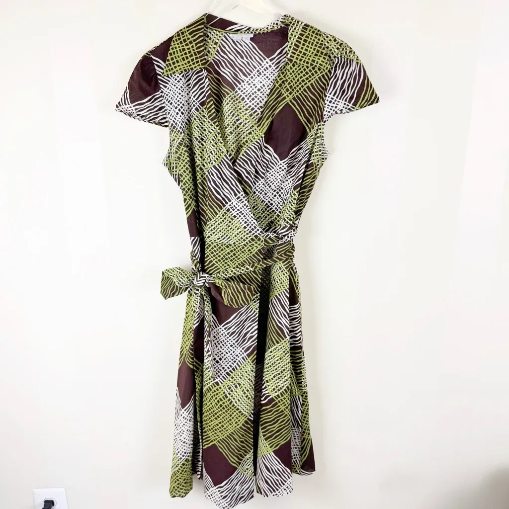 London Times Geometric Faux Wrap Dress - Image 6