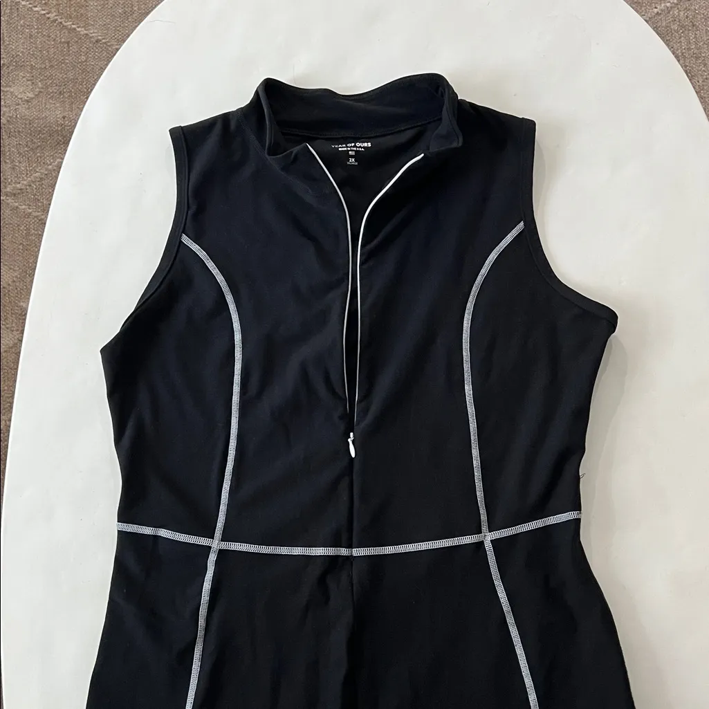 YEAR OF OURS x Lindsey Harrod Scuba Stretch Zip Onesie in Black 2X $154 - Image 5