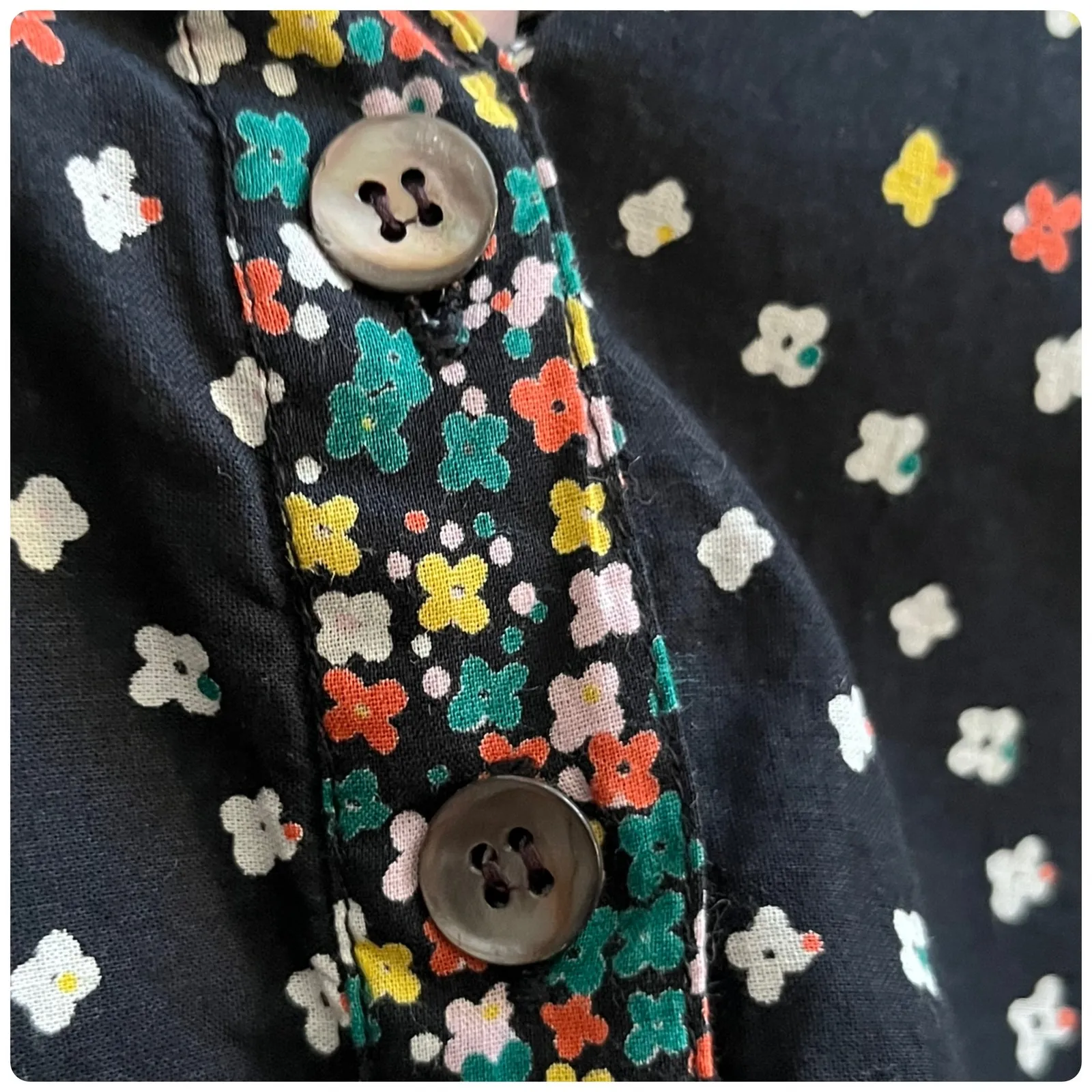 Orvis Multicolored Geometric Print Button Placket Popover Blouse XL Lightweight - Image 8