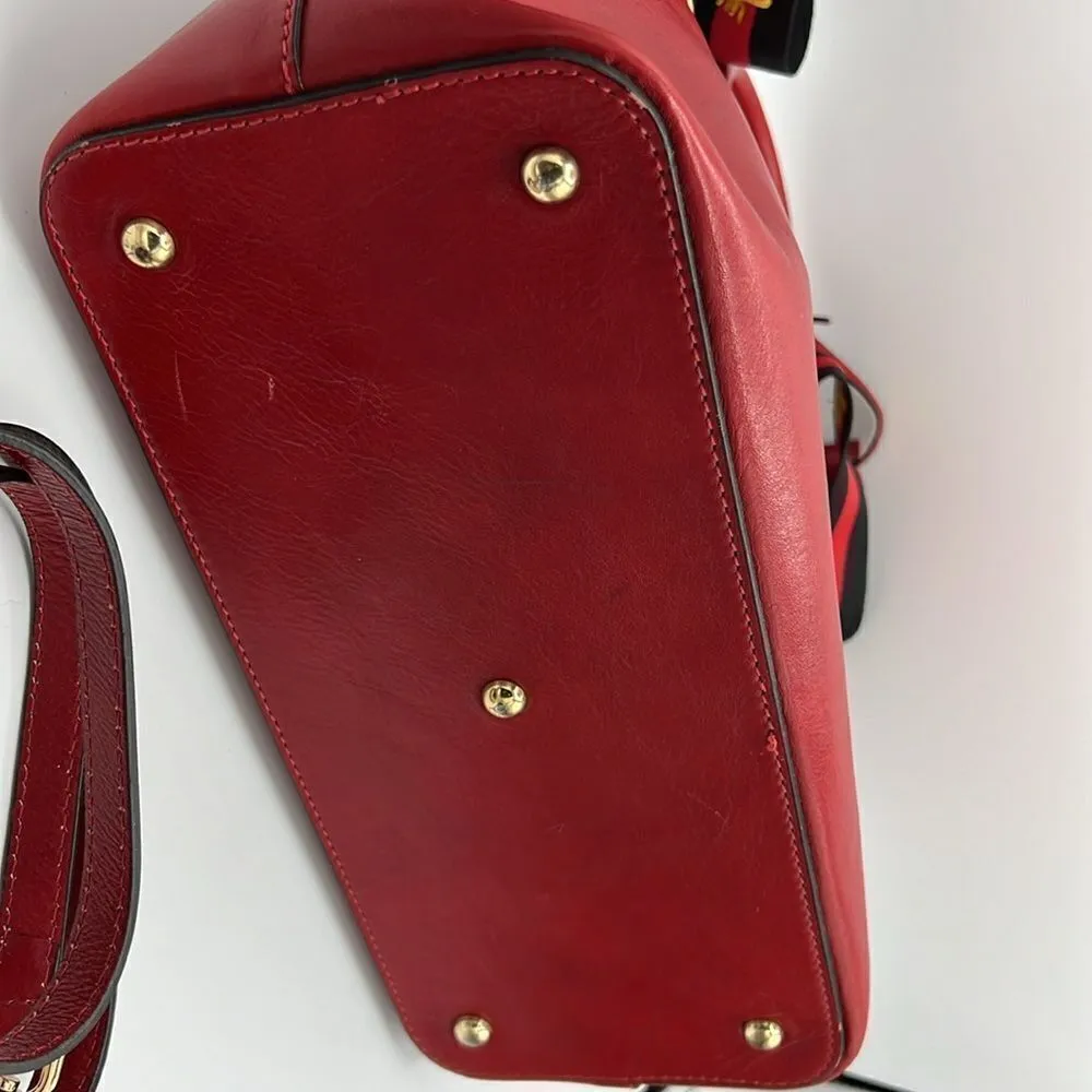 Tuscany Leather Hand Stained Vegetable Tanned Leather Red Crossbody/Hand Bag B69 - Image 8