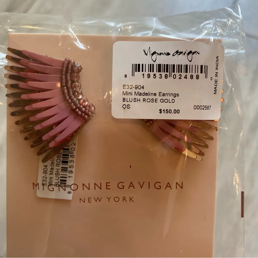 NWT Mignonne Gavigan Blush Pink and Rose Gold Mini Madeleine Pierced Earrings - Image 2