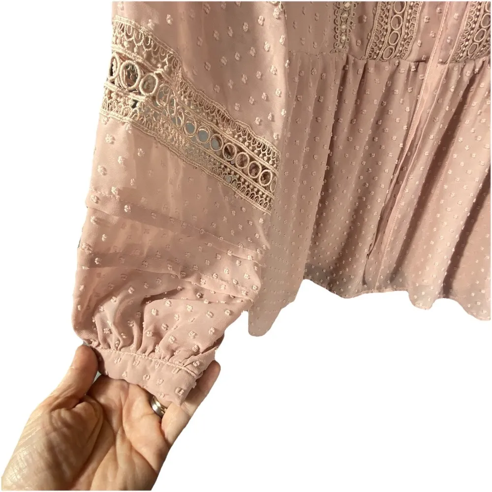 Indigo Soul Babydoll Top Shirt Women 2XL Pink Swiss Dot Summer Fairy Earthy Boho Size undefined - Image 3