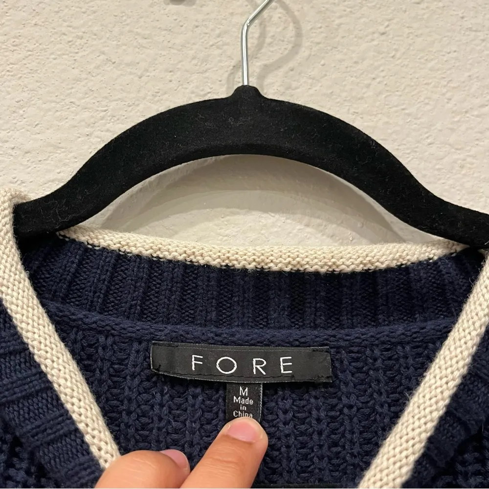 FORE Contrast Trim Sweater Size Medium Blue - Image 4