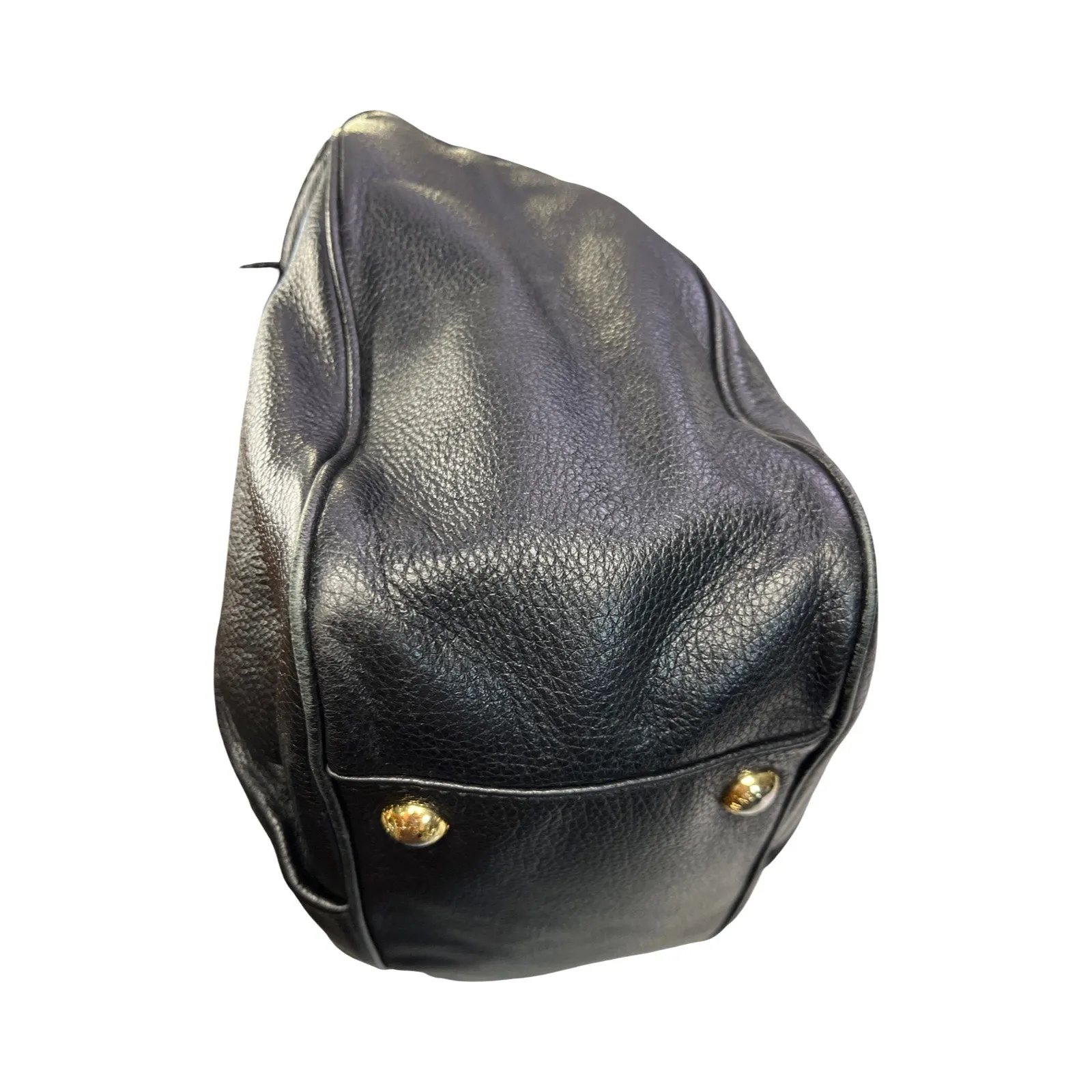 Michael Kors Black Pebbled Leather Tote Bag Gold MK Medallion Shoulder Purse - Image 16