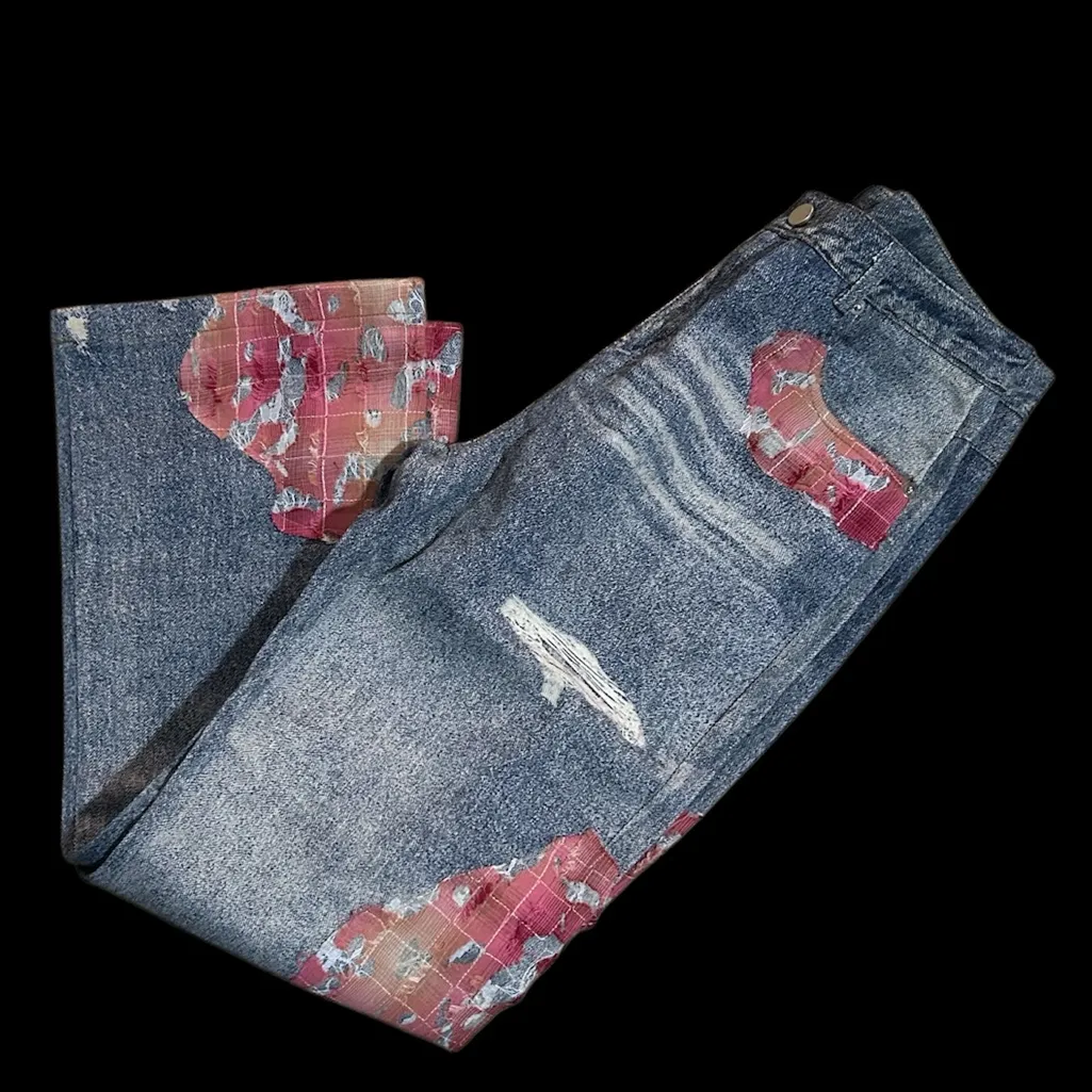 Aelfric Eden Distressed Patchwork washed denim jeans, Size 30, NWT - Image 3