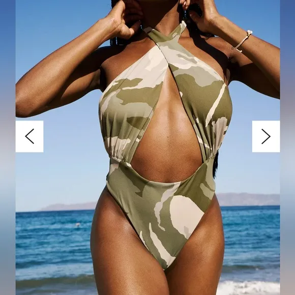 Urban Outfitters Out From Under Lucia Camo Printed Wrap OnePiece Swimsuit Size S - Image 2