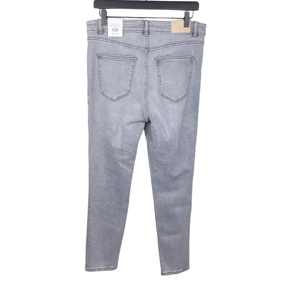 NEW Zara Hi-Rise Ankle Length Vintage Skinny Jeans Grey Denim Size 44 US 12 - Image 3