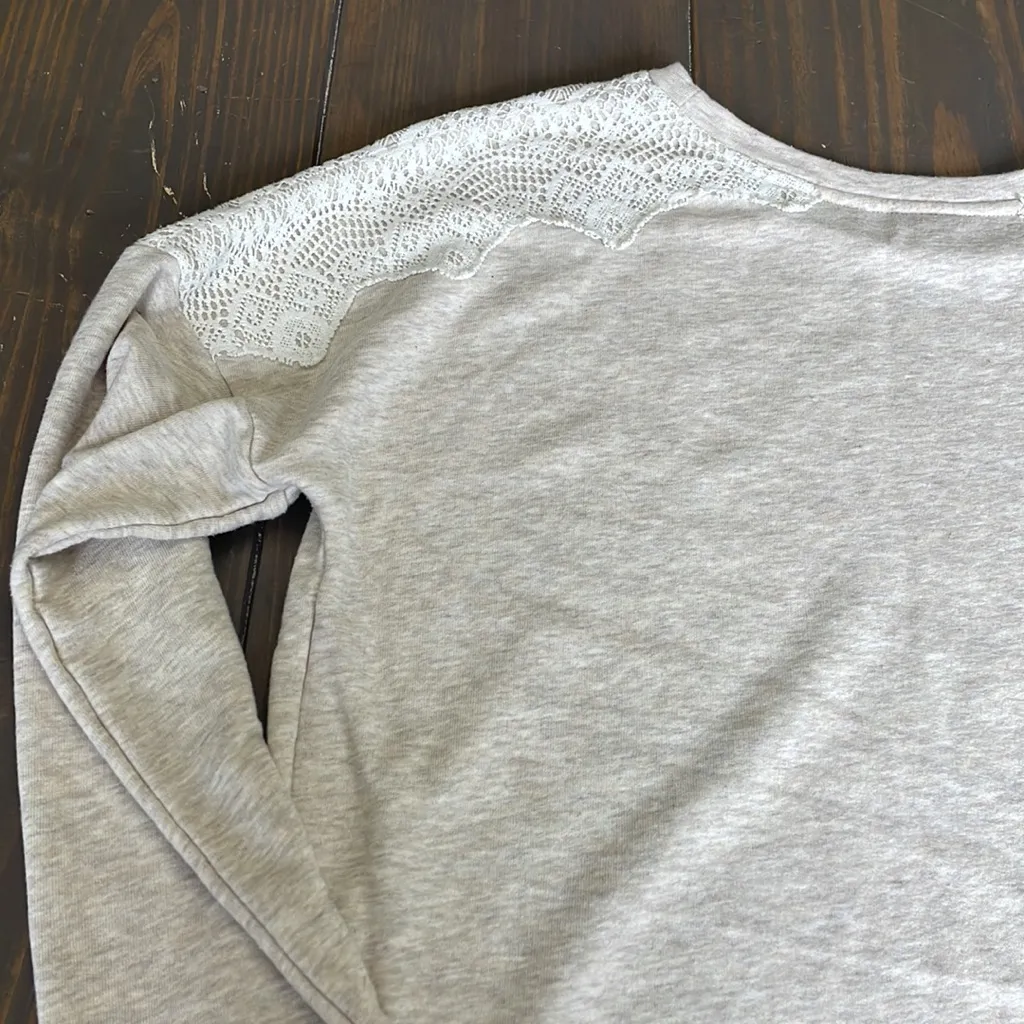 St. John's Bay Light Gray Lace Accent Sweatshirt - Image 9