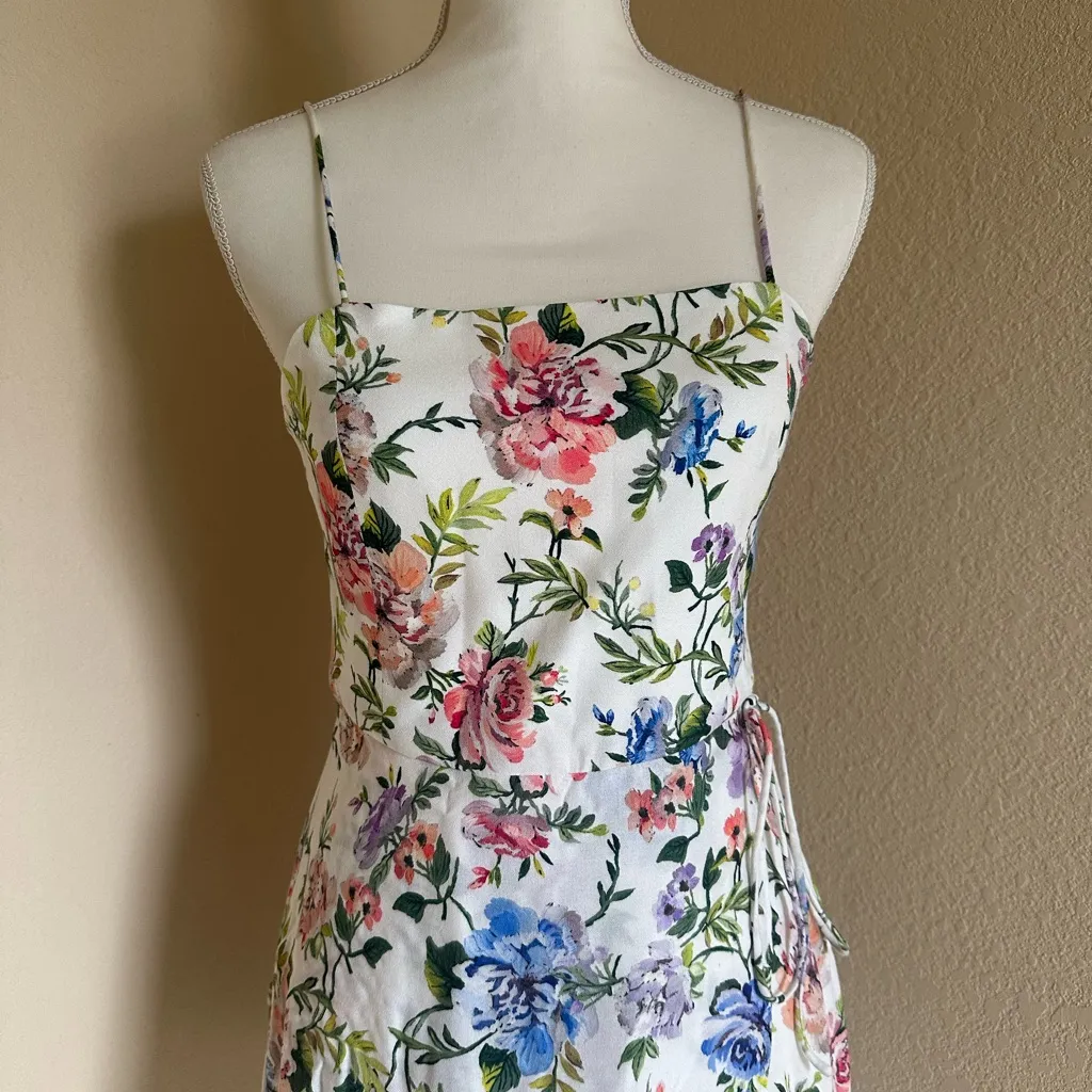 Alice + Olivia Trixie White Floral Coquette Mini Dress Sz 4 Sleeveless Party - Image 4