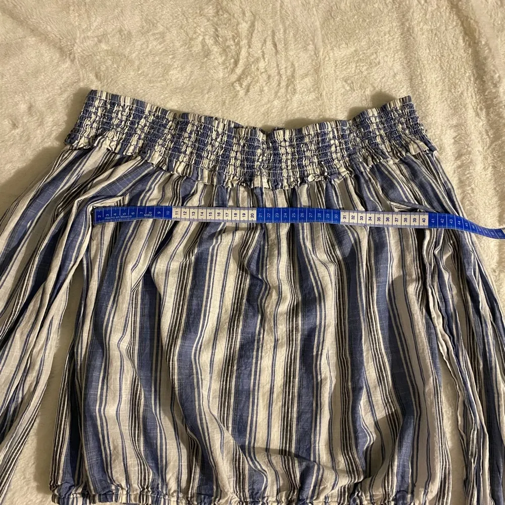 Blue and White Striped Off-Shoulder Top - Image 2