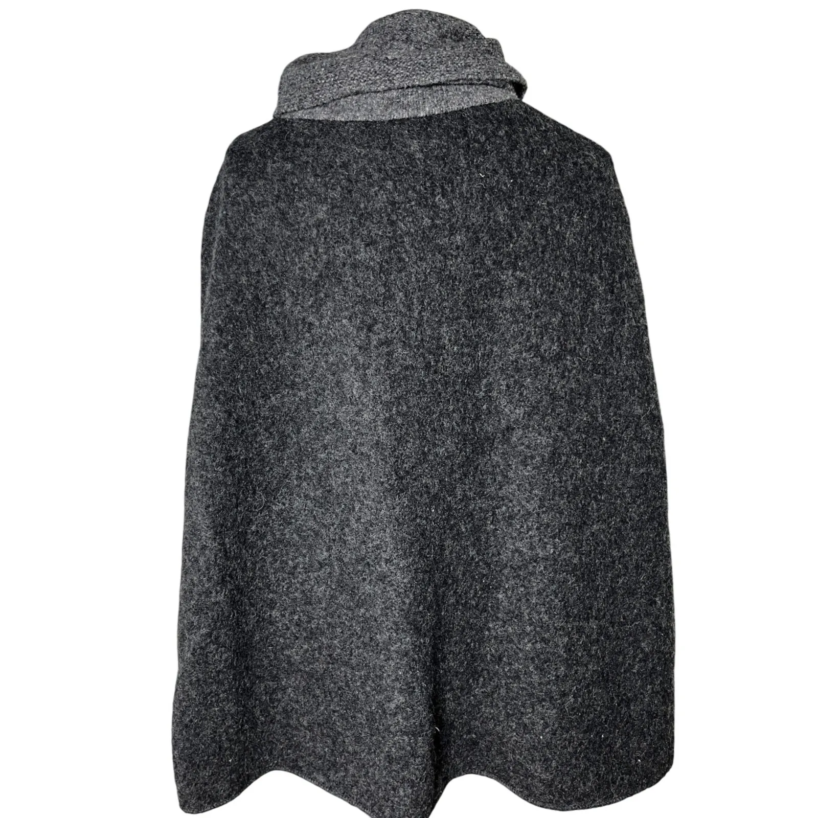 Iperico Made in Italy Wool Cape Poncho‎ OS Gray Charcoal Funnel Neck Coat Wrap Size M - Image 3
