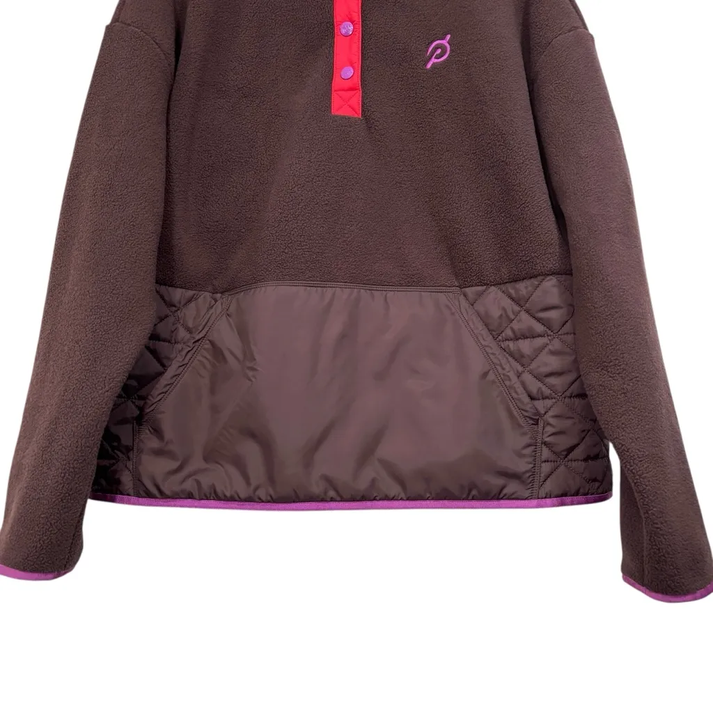 Peloton 1/4 Snap Fleece Brown Pullover Sweater Top Oversized Women’s Large - Image 4