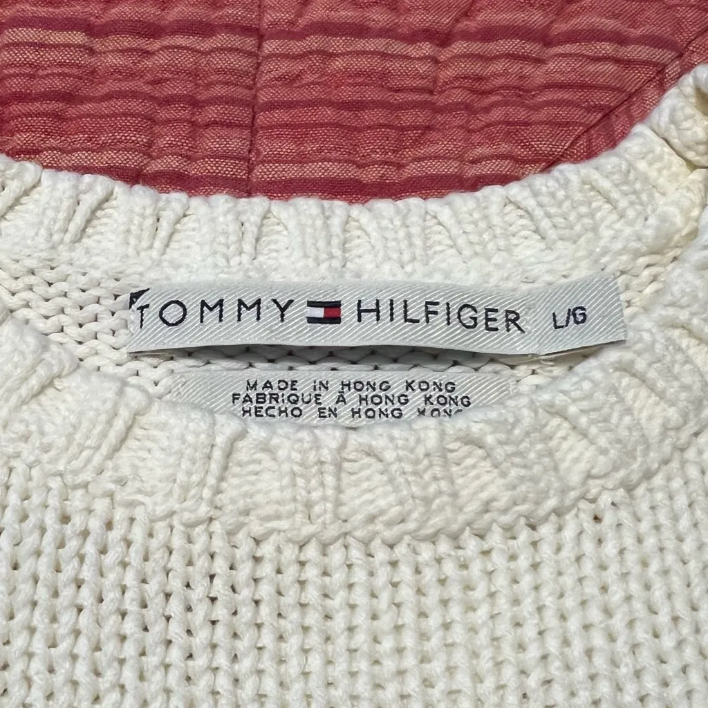 Vintage Tommy Hilfiger Cream Sweater with Logo Y2K - Image 4