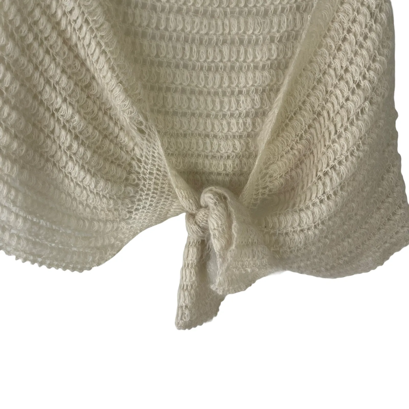 Central Park West Women's Size S/M Cream Mohair‎ Knit Cardigan Sweater - Image 3