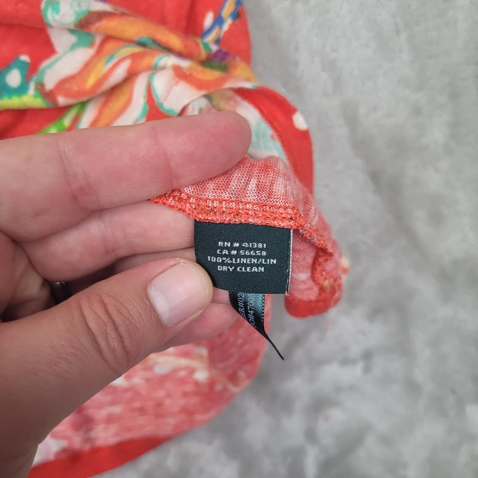 Lauren Ralph Lauren Red Floral Printed Linen Short Sleeve‎ Knit Shirt size Large - Image 5