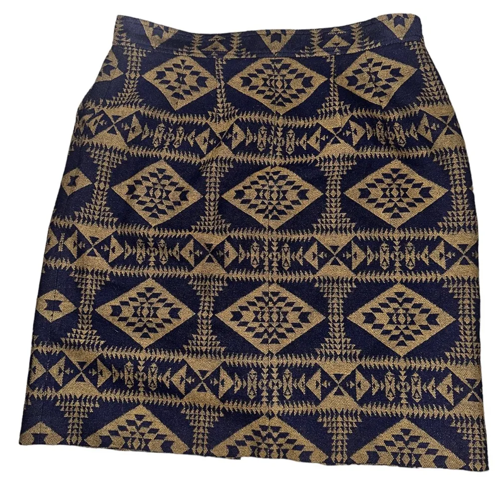 Pendleton Wool skirt Mojave style in pattern navy blue & bronze SIZE 12 - Image 4