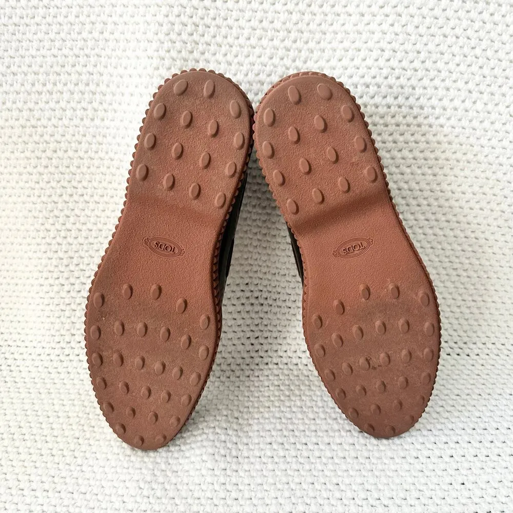 Tod's Two Tone Glossed Brown Black Almond Tassel Platform Creeper Loafers 41.5 Size 10.5 - Image 8