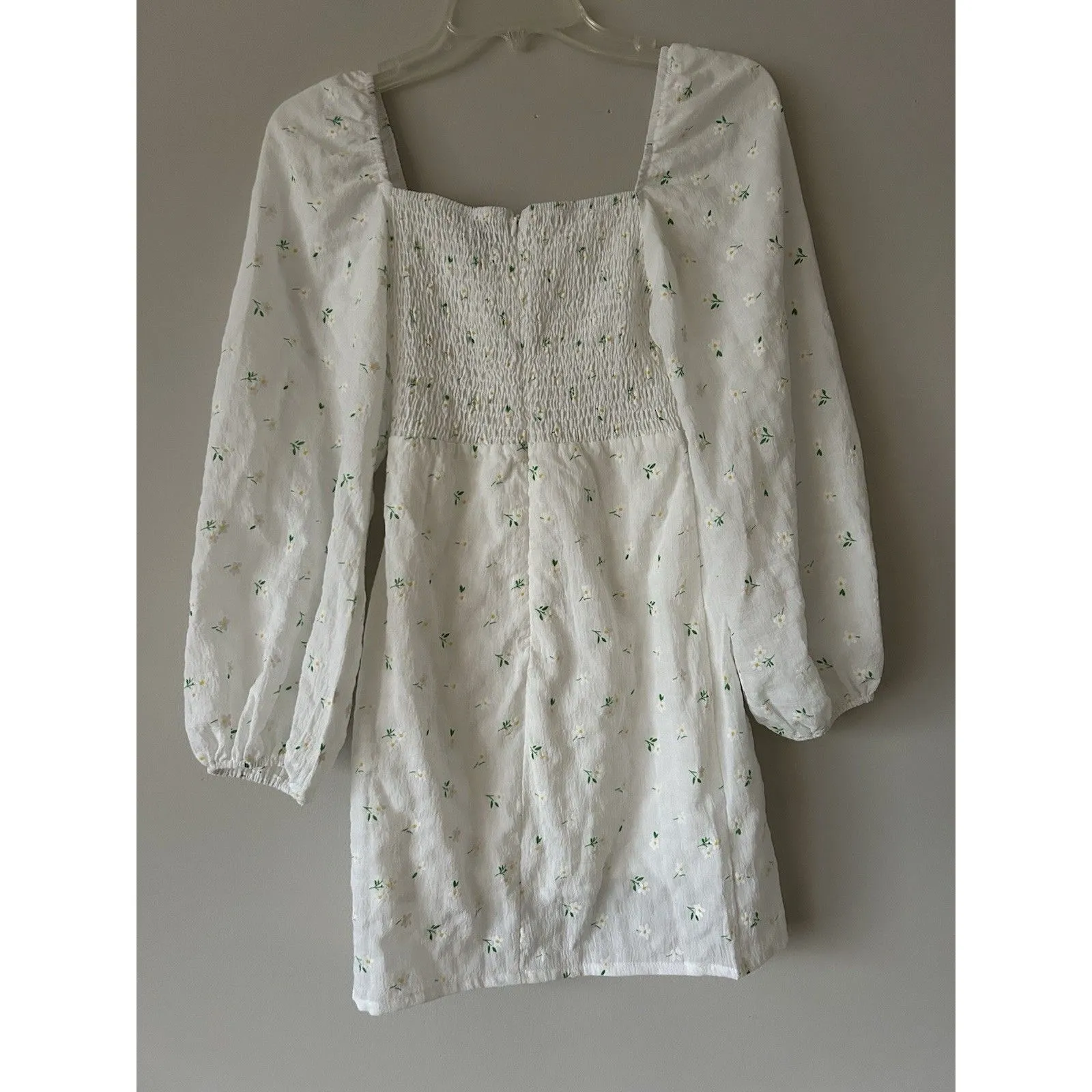 Princess Polly White Floral Long Sleeve Mini Dress Size US 0 Summer Party - Image 3