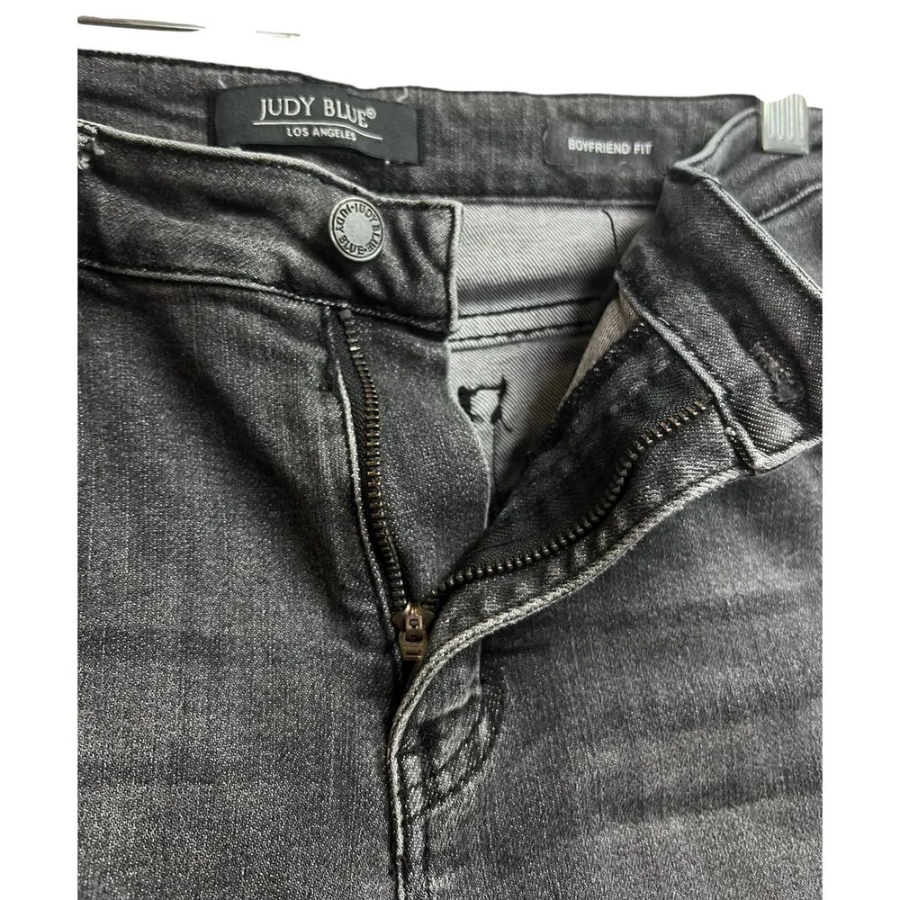 Judy Blue Jeans Boyfriend Fit Blackish Gray Midrise Tapered Stretch 11/30 - Image 7