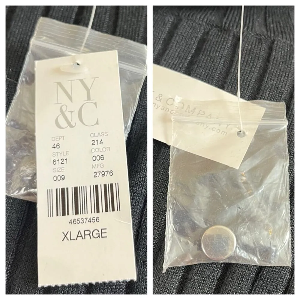 New York & Company New Black Sweater Mock Neck Ribbed Long Sleeve Women Size XL - Image 12