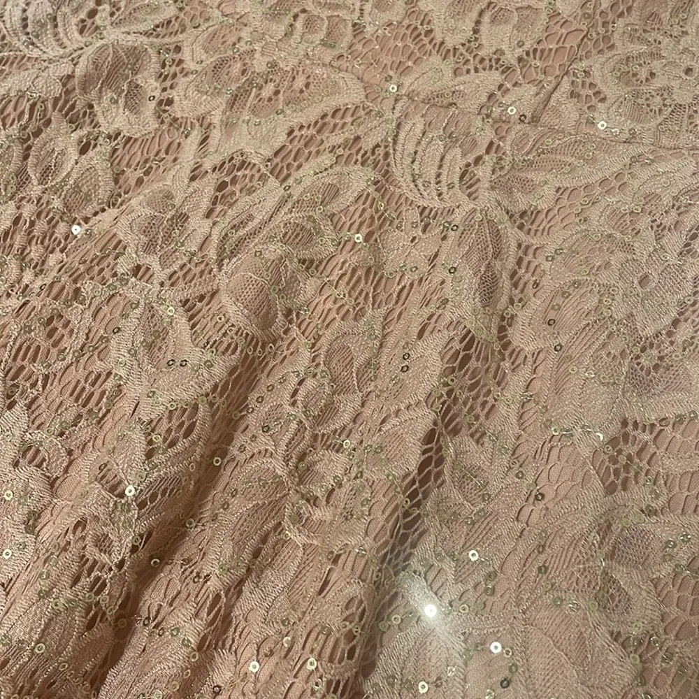 Pink Lace and Gold Sequin Homecoming Dress - Image 3