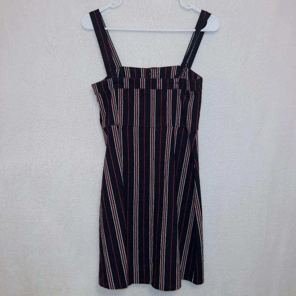 Hollister Black Red Striped Button Front Mini Jumper Dress size XS - Image 6