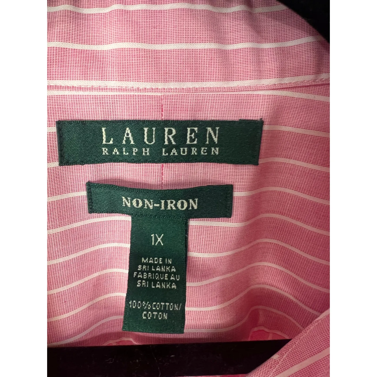 Womens Polo Ralph Lauren Classic Fit Striped Cotton Shirt Pink Size 1X - Image 9