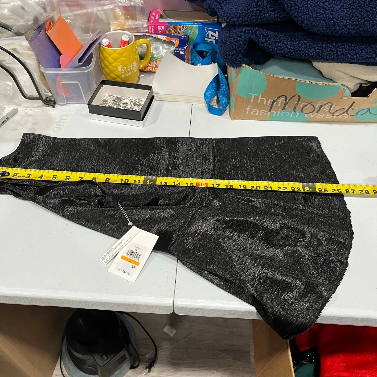 New Kensie Black Satin Asymmetrical Tank Blouse Goth Sexy Date Night Small - Image 8