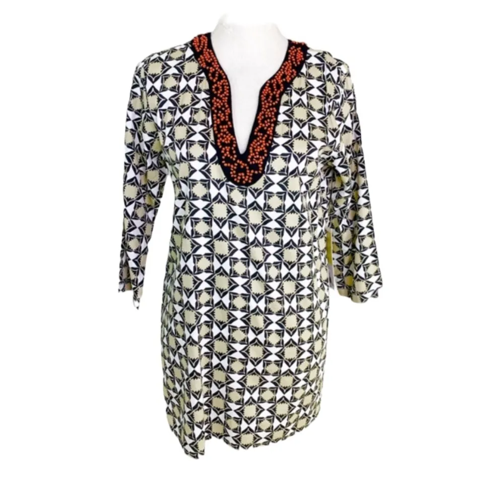 Sigrid Olsen Cotton Beaded Print Tunic Top Size S NWT - Image 2