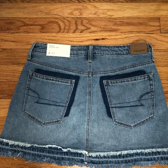 American Eagle high rise festival mini skirt two tone‎ frayed hem NWT size 8 - Image 3
