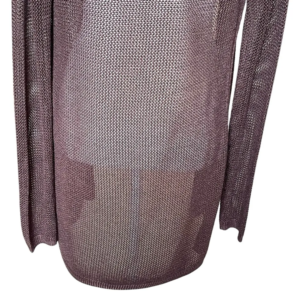White House Black Market Women’s Open Knit Net Shimmer Cardigan Size XS Brown - Image 8