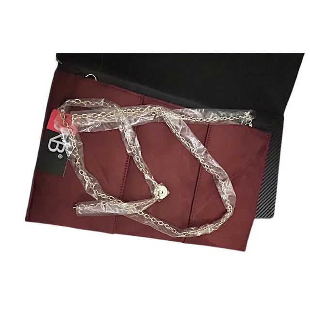 NWT JNB Studio Burgundy Faux Suede Envelope‎ Clutch Chain Shoulder Bag Modern Red - Image 7