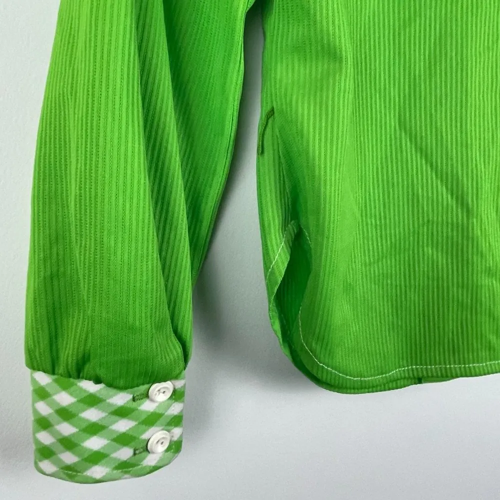 Vintage 1970s Lime Green Western Shirt by Dyanne Dallas, Size 10 - Image 3