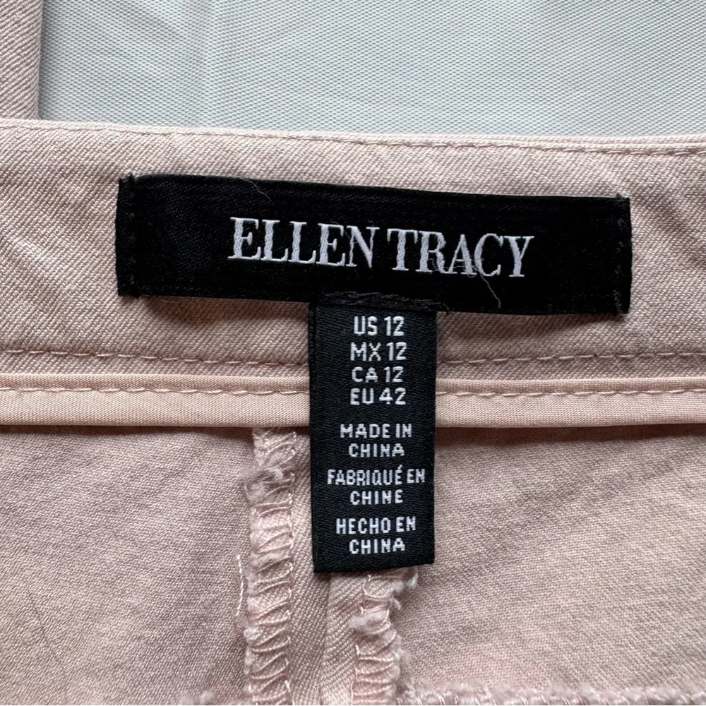 Light Mauve Beige Cotton Blend Flat Front Ankle Pants Size 12 - Image 9