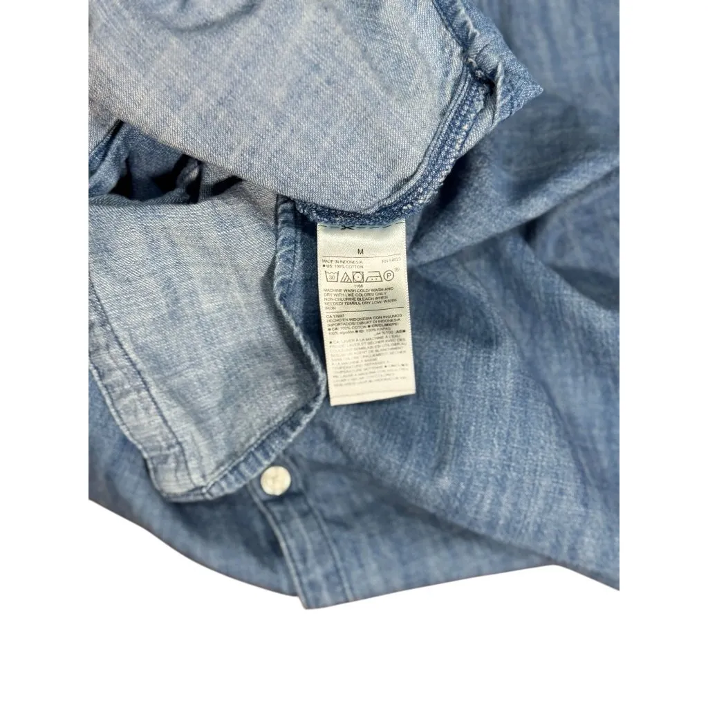 Old Navy Womens M Sleeveless Denim Shirt Dress Button Up Front 100% cotton - Image 7